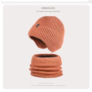 Stylish Winter Ear Protection Cap with Integrated Scarf