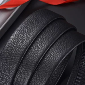 Men's Classic Genuine Cowhide Leather Belt with Automatic Alloy Buckle
