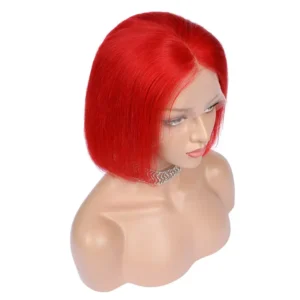 Vibrant Red Bob Wig - 14 Inch Virgin Human Hair Lace Front