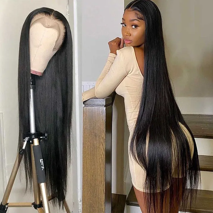 Luxe 1B Natural Black Bone Straight Lace Front Wig for Black Women