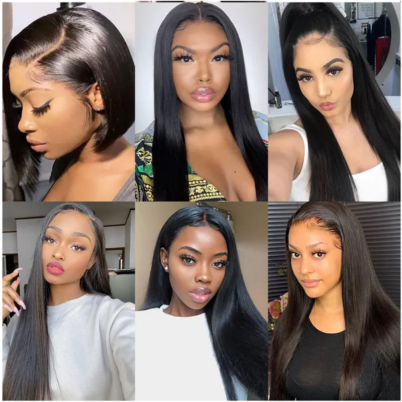 Luxe 1B Natural Black Bone Straight Lace Front Wig for Black Women