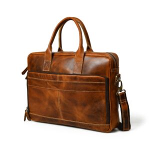 Bison Elite Leather Travel Briefcase - Perfect for the Modern Professional