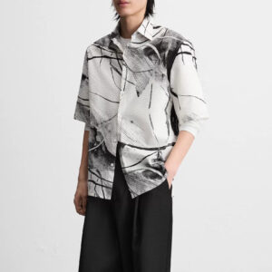 Summer Men's Trendy Loose-Fit Cool Print Button-Down Shirt with Closed Lapel and Short Sleeves for Effortless Style and Comfort