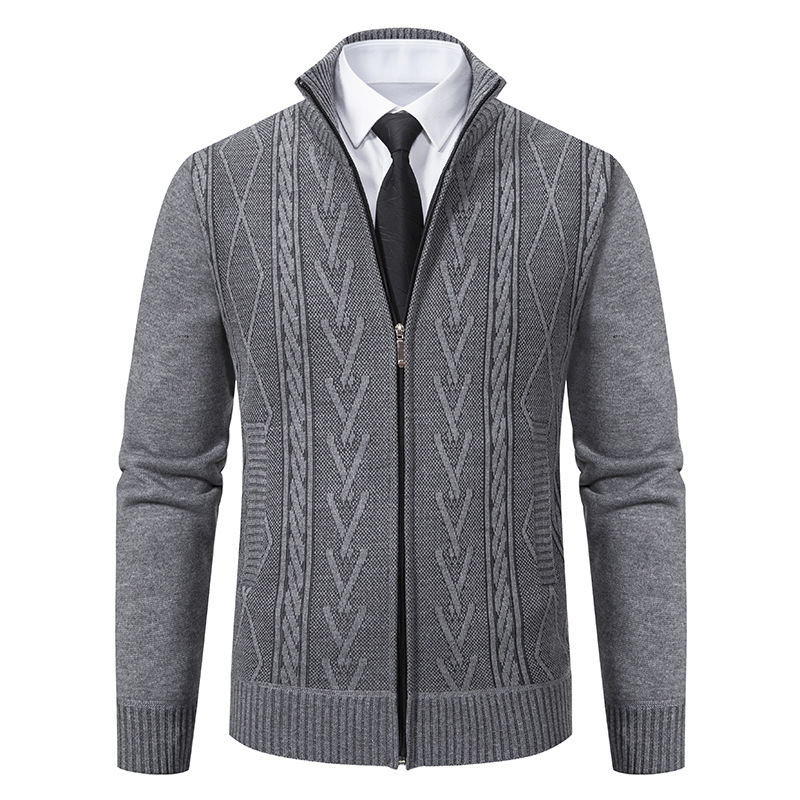 Men's Versatile Stand Collar Knit Cardigan - Ideal for Fall and Winter