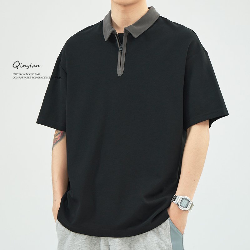 Men's Fashion Brand Striped Collar Polo Shirt for Summer