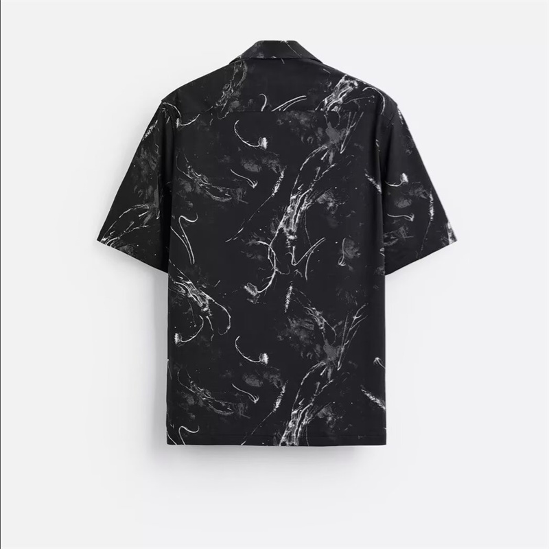 Casual Comfort Black Printed Short Sleeve Shirt