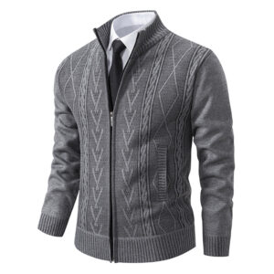 Men's Versatile Stand Collar Knit Cardigan - Ideal for Fall and Winter