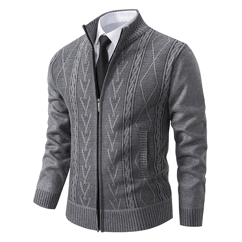Men's Versatile Stand Collar Knit Cardigan - Ideal for Fall and Winter