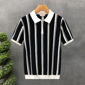 Vertical Stripe Comfort Polo: Breathable Style