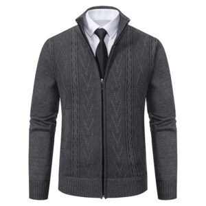 Men's Versatile Stand Collar Knit Cardigan - Ideal for Fall and Winter