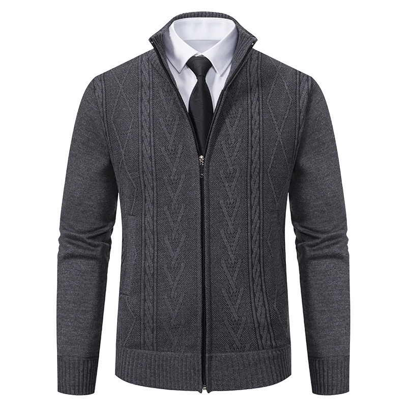 Men's Versatile Stand Collar Knit Cardigan - Ideal for Fall and Winter