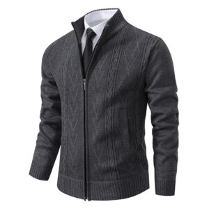 Men's Versatile Stand Collar Knit Cardigan - Ideal for Fall and Winter