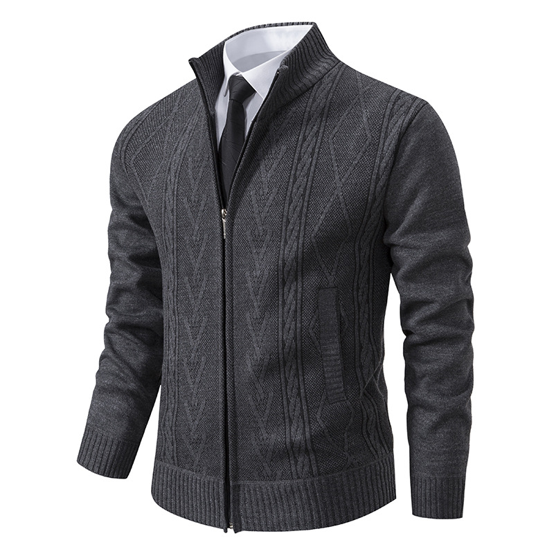 Men's Versatile Stand Collar Knit Cardigan - Ideal for Fall and Winter