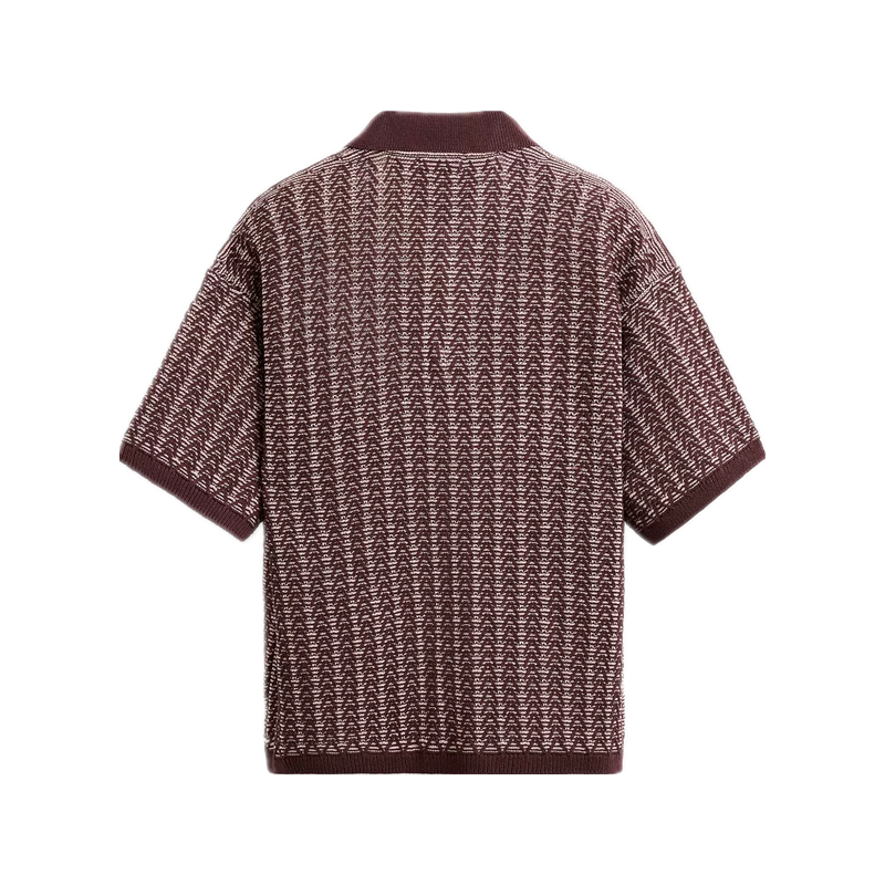 Spring Men's Casual Textured Knitted Contrast Lapel Polo Shirt