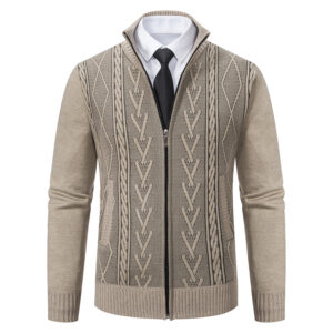 Men's Versatile Stand Collar Knit Cardigan - Ideal for Fall and Winter