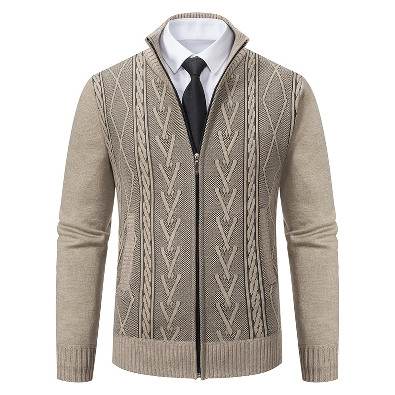 Men's Versatile Stand Collar Knit Cardigan - Ideal for Fall and Winter