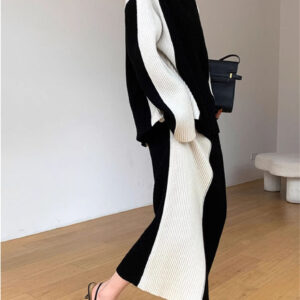 Contemporary Women's Knitted Sweater and Pants Set