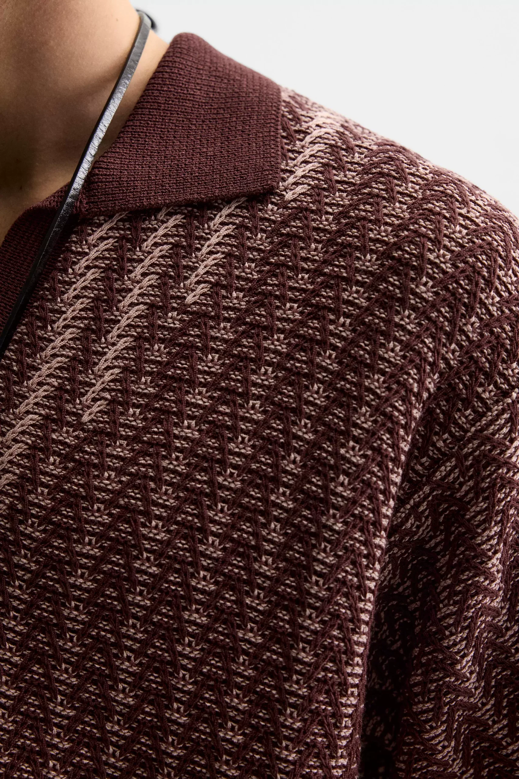 Spring Men's Casual Textured Knitted Contrast Lapel Polo Shirt