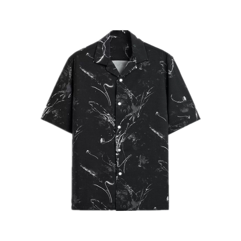 Casual Comfort Black Printed Short Sleeve Shirt