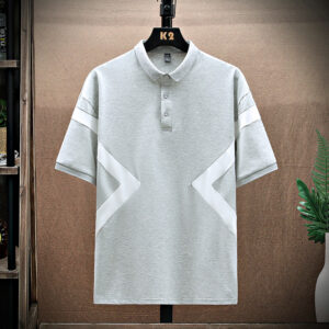 Trendy Men's Short Sleeve Canvas Tee with Color Block Shoulders