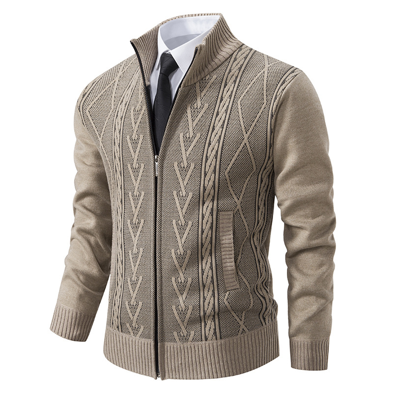 Men's Versatile Stand Collar Knit Cardigan - Ideal for Fall and Winter