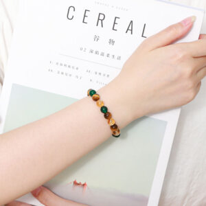 Mixed Gemstone Energy Bangle with Yellow Tiger Eye and Green Agate