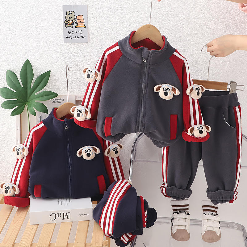 Cozy Cartoon Tracksuit: Boys' Long Sleeve Coat & Pants Combo