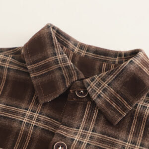 Plaid Perfection: Long-Sleeve Shirt & T-Shirt Combo for Boys