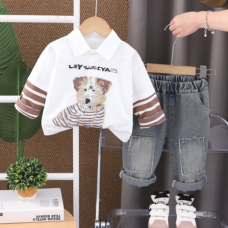 Colorful Spring Vibes: Boys' Cartoon Clothing Set