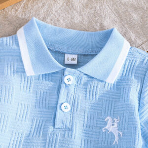 Playful Charm: Cartoon Embroidered Shirt & White Shorts Set