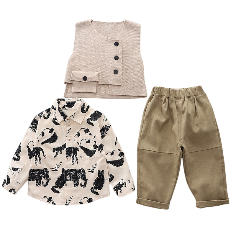 Trendy Boys' Layered Vest and Pants Set for Spring & Autumn