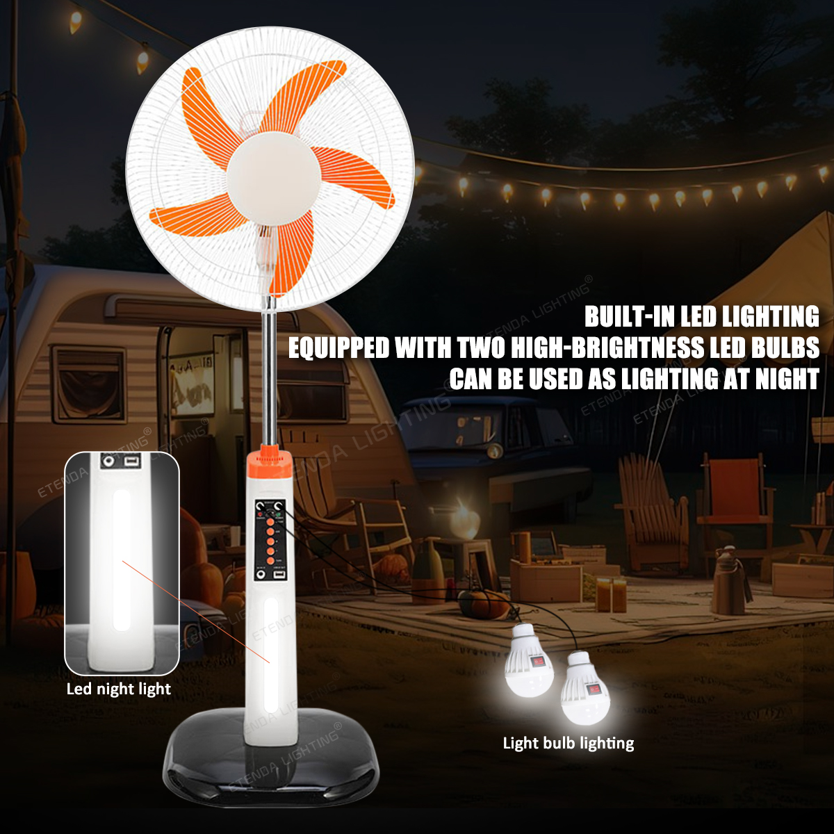 LumiCool 16" Smart Fan with Remote & Integrated LED Lights