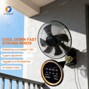 Eco-Friendly Wall-Mounted Solar Fan with AC/DC Charging