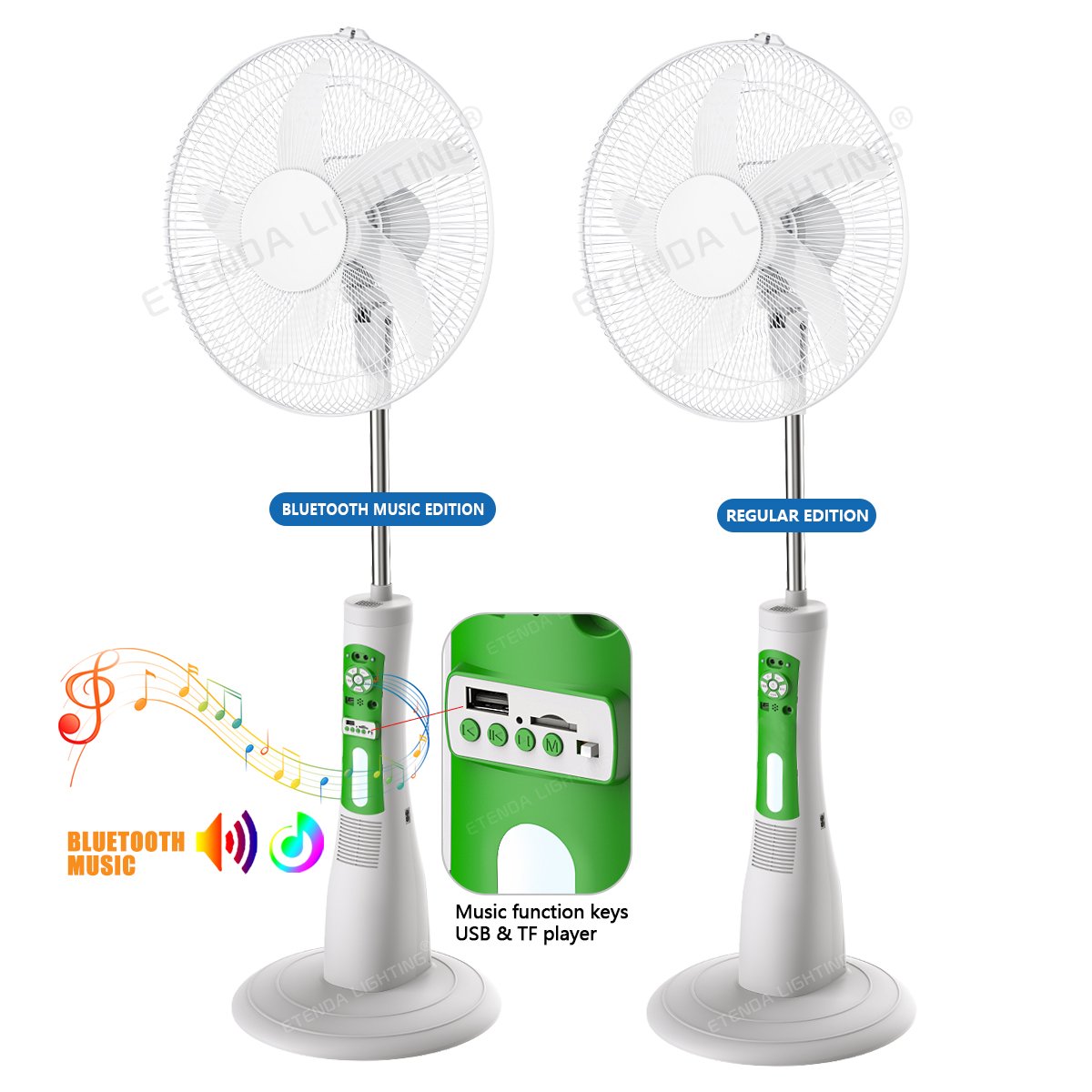 Product Description for SolarCool 18" Remote-Controlled Fan with Integrated LED Light
