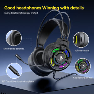 T-WOLF H140 Wired Over-Ear Gaming Headset with Noise Cancelation