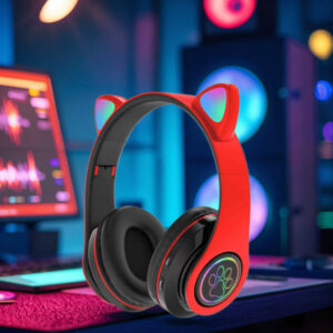 WhiskerWave Cat Ear Headphones with USB Connection and TF Card Support