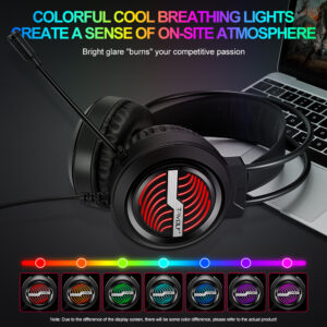 T-WOLF H130 RGB Illuminated Gaming Headset with Noise-Canceling Microphone