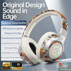 T12 Camo Graffiti Over-Ear Headphones with 5.4 3D Surround Sound