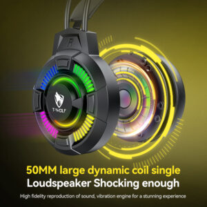 T-WOLF H140 Wired Over-Ear Gaming Headset with Noise Cancelation