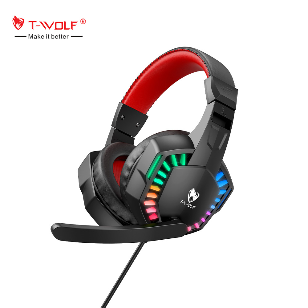T-WOLF H120 Wired RGB Gaming Headphones for Desktop