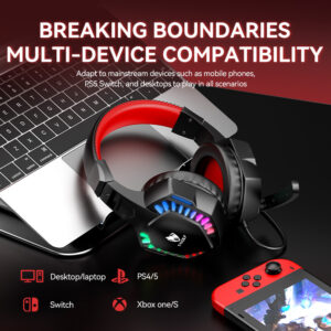 T-WOLF H120 Wired RGB Gaming Headphones for Desktop